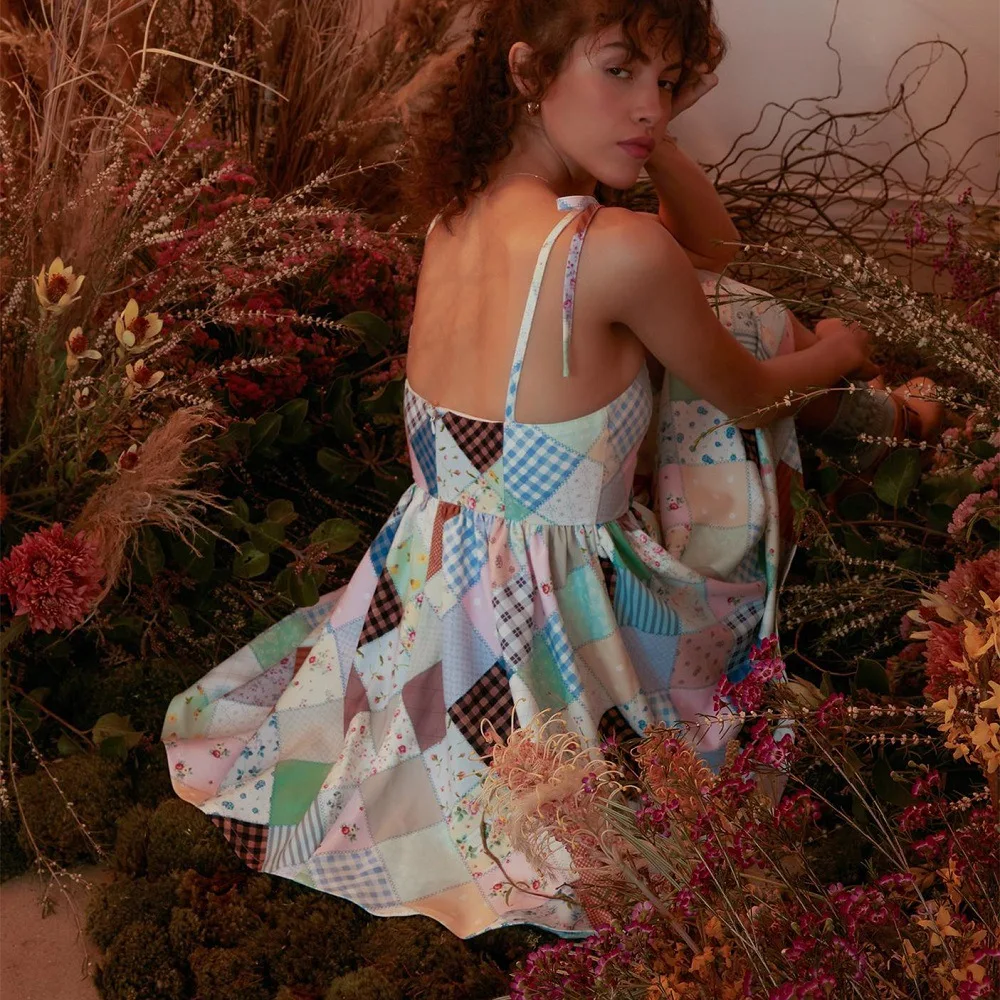 

Summer Print Mini Dress Women Vintage Partywear 2021 Sleeveless Casual Loose Sundress Y2K Boho Holiday Beach Dresses Street New