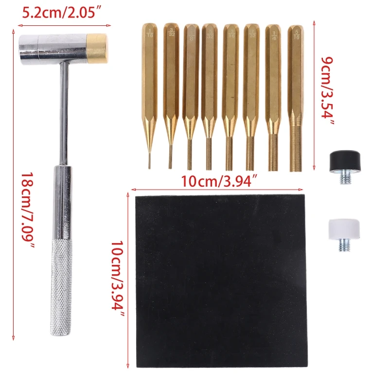 8pcs Brass Punch with Hammer Bench Block Repair Tools Kit for Gunsmithing Armorers Watch Jewelry Crafts | Дом и сад