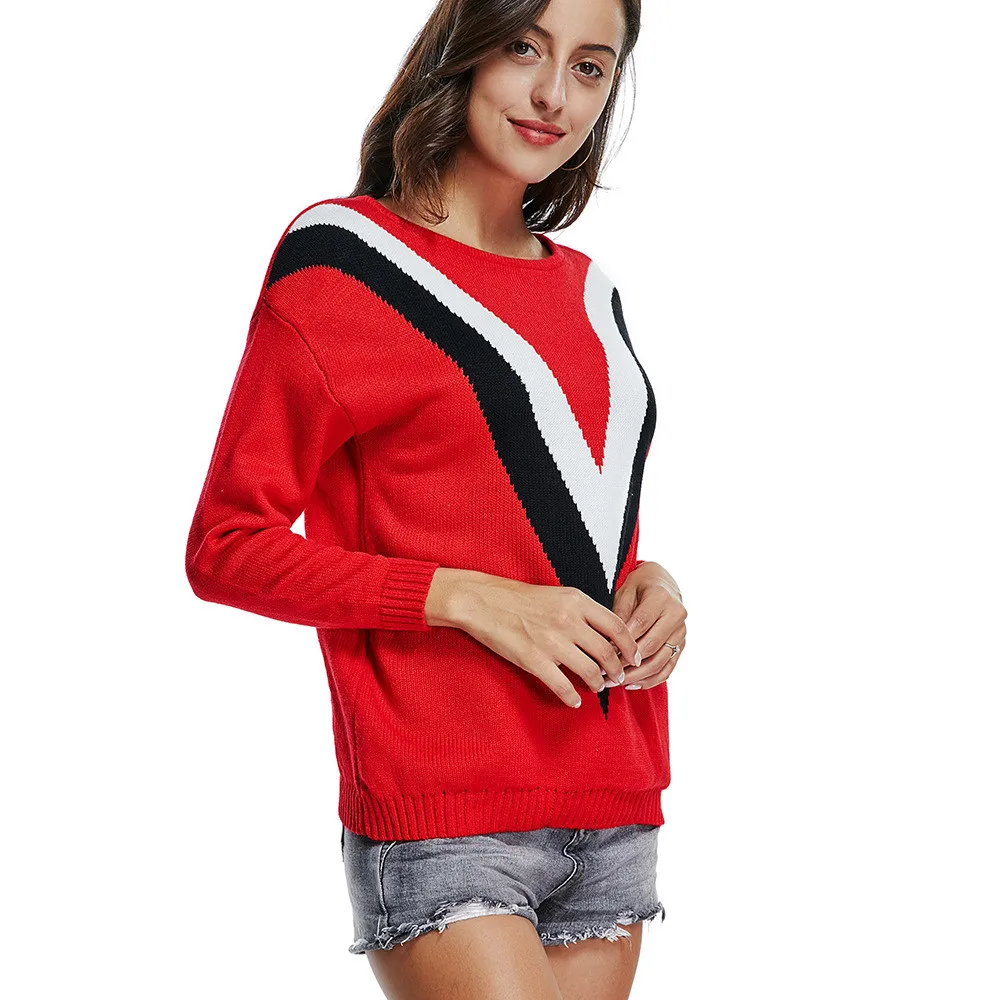 Новый женский полосатый пуловер свитер Деловой для работы отдыха Удобный