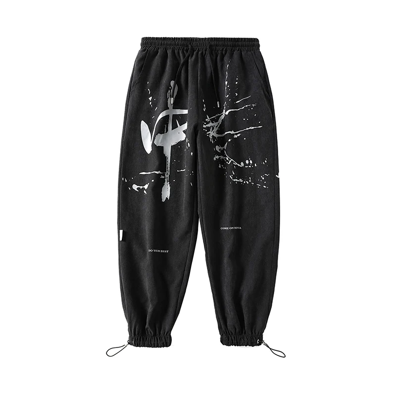 

Men's Casual Pants Chinese Style Oversize Woman Trousers Letter Printed Fashion Hip Hop Streetwear Ankle-Length Male Pants