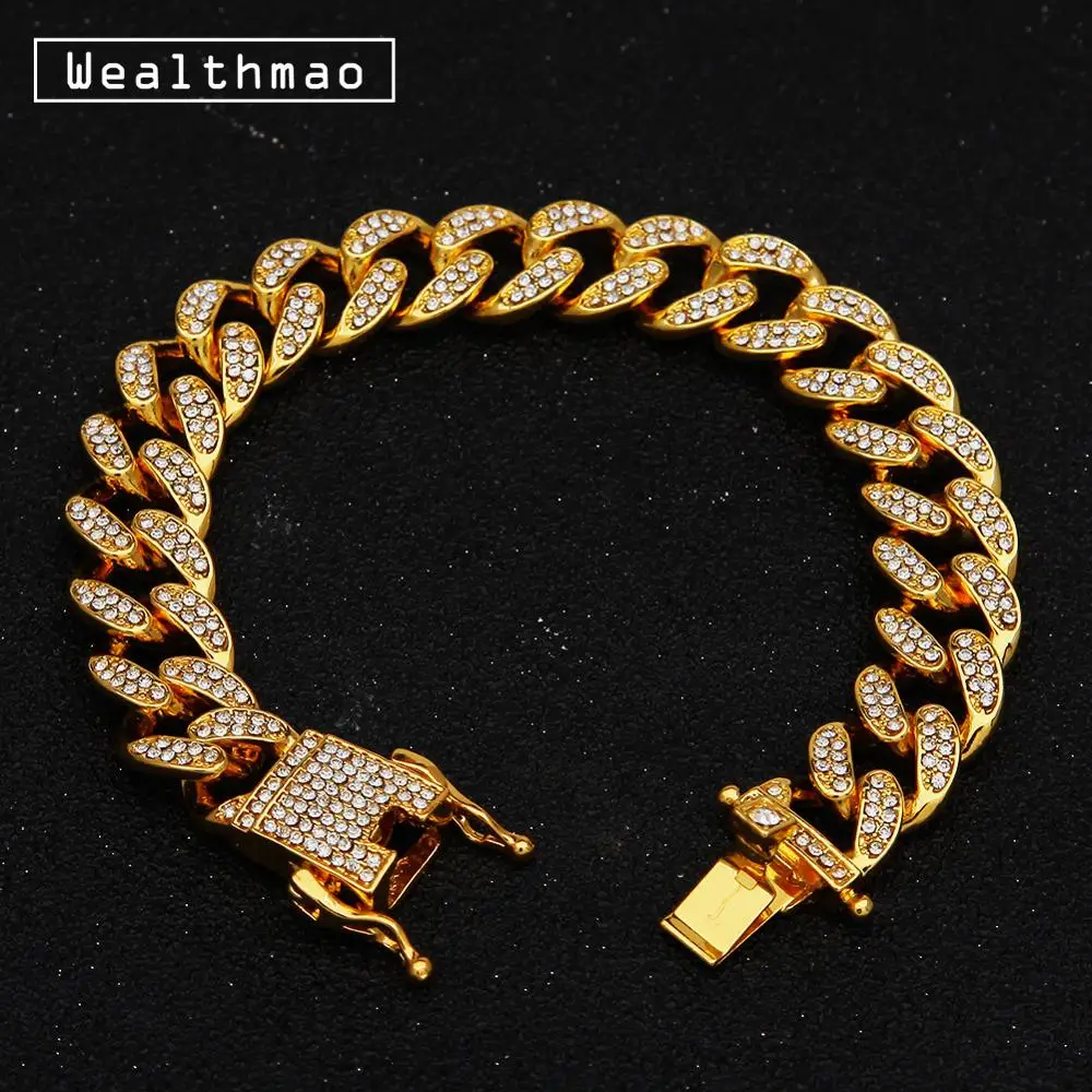 13 мм мужские роскошные стразы золотой серебряный цвет хип-хоп Iced Out шикарный