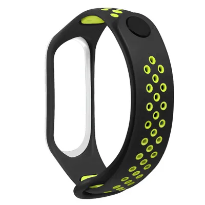 Спортивный браслет mi Band 3 ремешок на запястье для Xiaomi mi band 4 3 спортивный силиконовый браслет для Xiaomi mi band 3 Band 3 smart watch Bracelet - Цвет: Black green