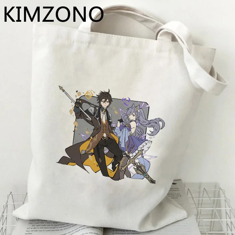 

Сумка для покупок Genshin Impact, сумка из джута, сумка-тоут, холщовые сумки для покупок, многоразовая складная сумка, тоут для покупок