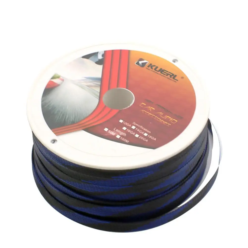 

100m 6/8/10/12 Mm Car Audio Cable Sleeve Expandable Wire Protection PET Nylon Braided Sleeving Cables Black-blue Net