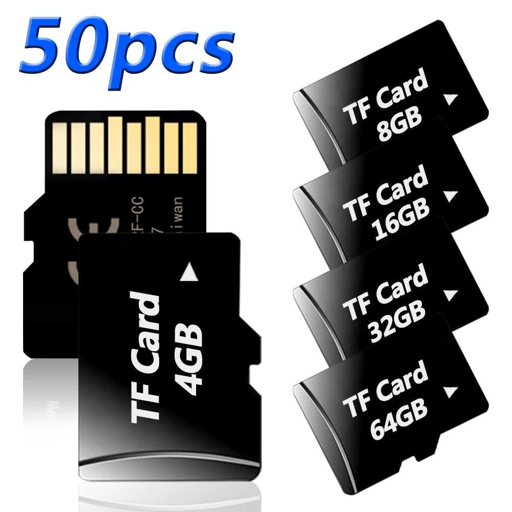 50PCS Chip Memory Card 4GB 8GB High Speed Micro sd Card 16GB 32GB 64GB TF Flash Card for smartphone/surveillance cameras