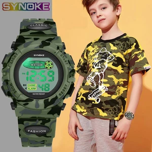 SYNOKE Sports Military Kids Digital Watches Student Children's Watch Fashion Luminous Led Alarm Camo in Pakistan