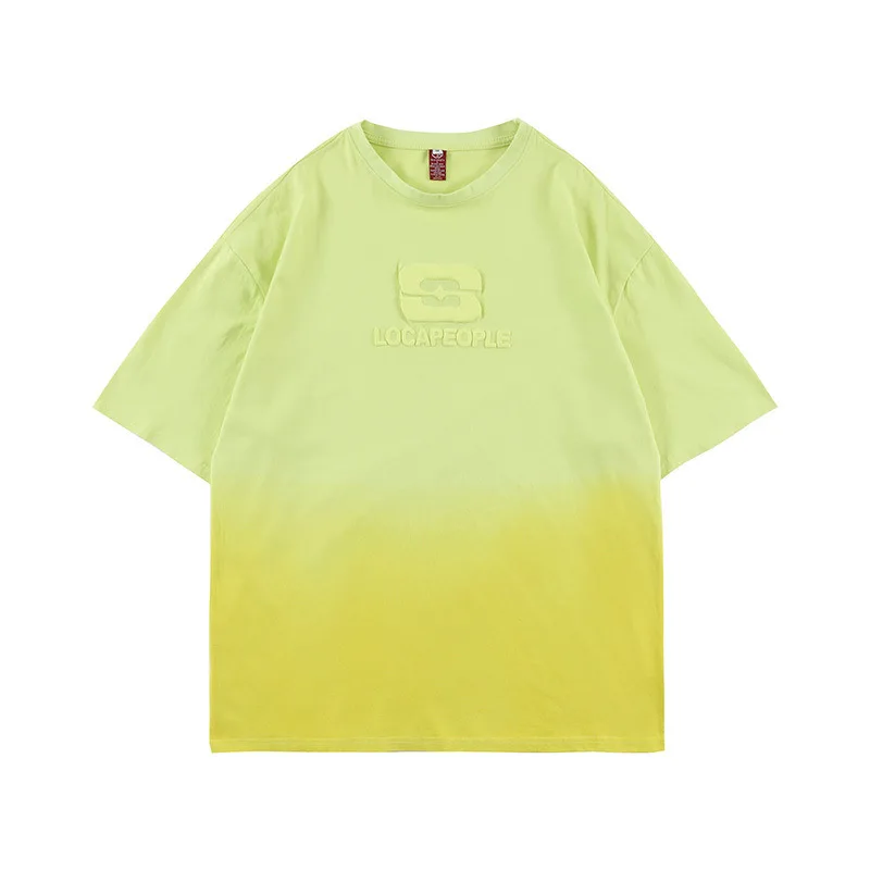 

2021 Spring Summer Fashion Simple Gradual Change Men and Women Short Sleeve T Shirt Instagram Loose Korean Lovers Tshirt