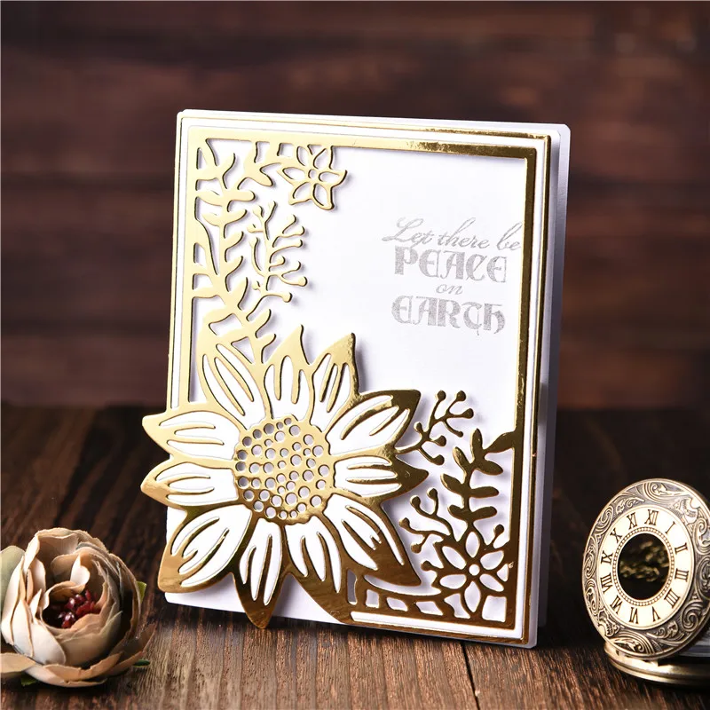 Eastshape рамки подсолнуха металла резки трафареты для DIY Скрапбукинг Фотоальбом