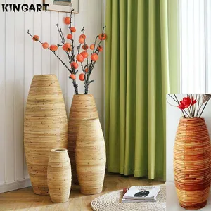 Большая ваза, домашний декор, античная бамбуковая напольная ваза, украшение для гостиной, большая ваза, цветочный горшок для дома в деревенском стиле 1501420