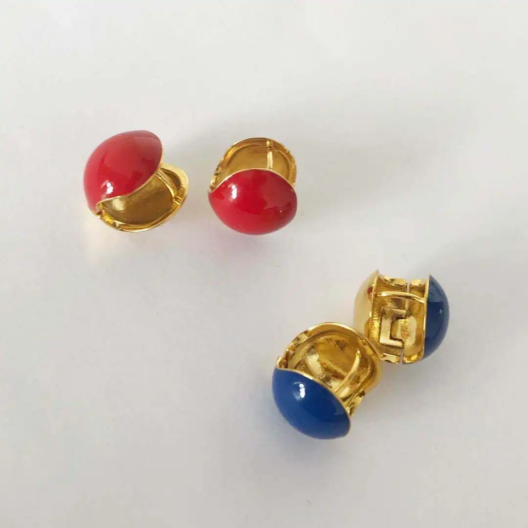 

Маленькие маленькие крошечные круглые серьги французского Парижа, ажурные красные и синие модные серьги-гвоздики с эмалью joker, женские серь...