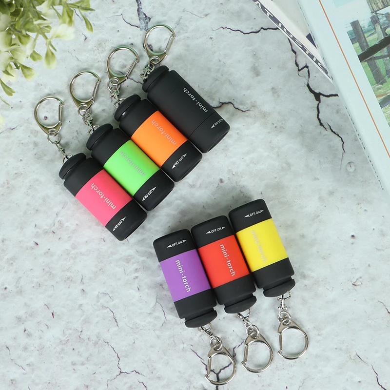 

Мини светодиодный светильник USB Перезаряжаемый флэш-светильник, лампа, уличный фонарь для кемпинга, брелок для ключей, карманный фонарь для ...