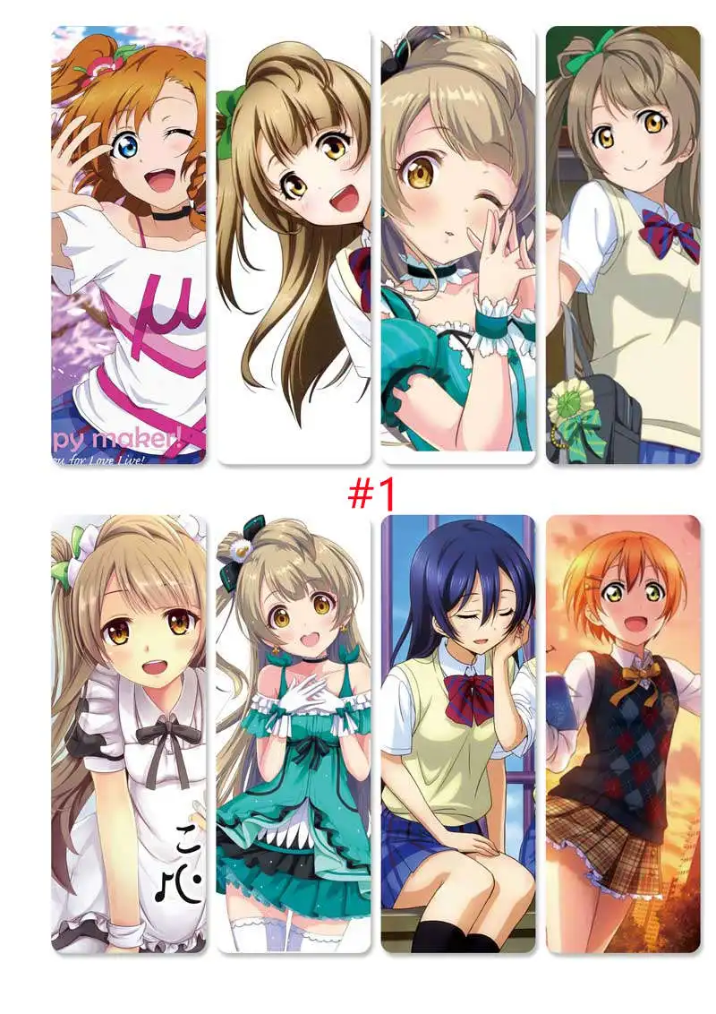 

8 шт./компл. аниме Lovelive ПВХ закладки Kousaka Honoka Minami koдори Sonoda Umi