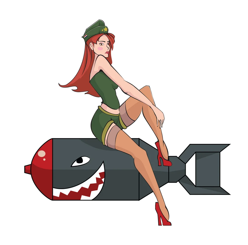 

Bomb Girl Vinyl Decal Sticker Car Phone Vintage Retro Lewd Woman Waifu War Gun