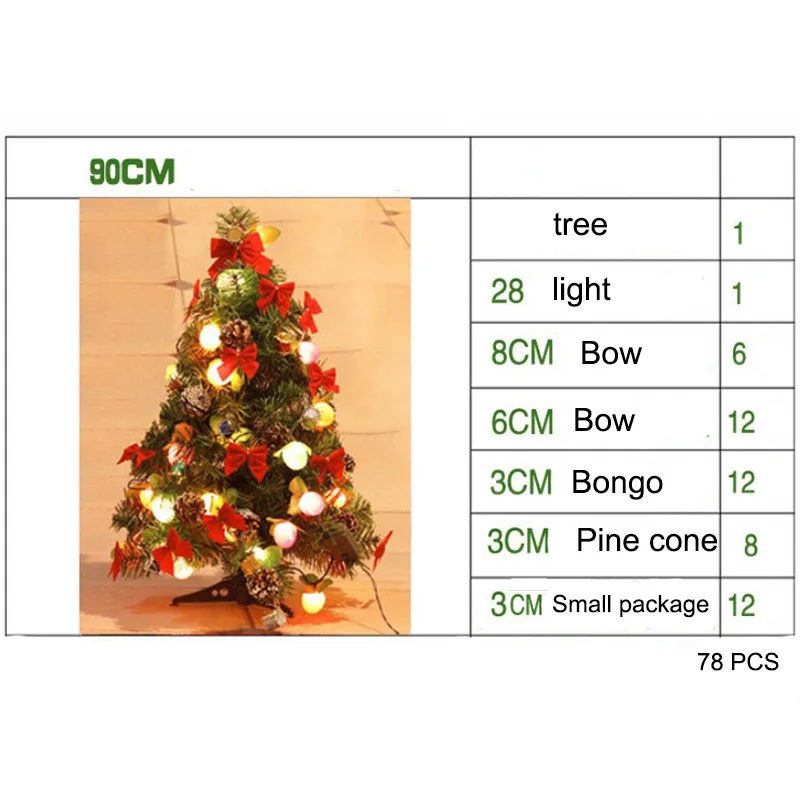 

60cm Small Christmas Tree Set Christmas Home Decoration Supplies Small Christmas Tree With Lights and Accessories set