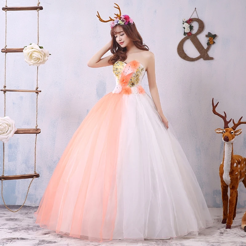 Ярко-розовые милые 16 Бальные платья с аппликацией из бисера Длинное Пышное