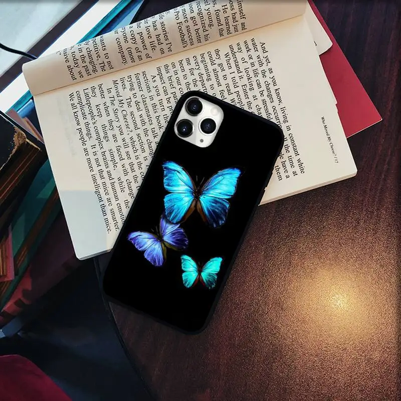 

Beautiful butterfly shiny animal Phone Case for iPhone 11 12 pro XS MAX 8 7 6 6S Plus X 5S SE 2020 XR Soft silicone