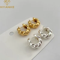 xiyanike silver color 2021 new arrival ins twist gold silver stud earrings fashion temperament party jewelry accessories