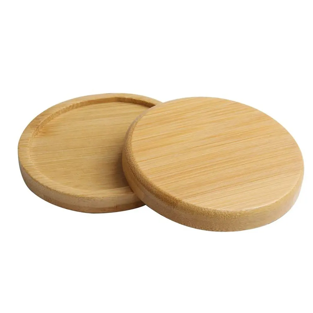 

6pcs/set Bamboo Flowerpot Tray Round Bamboo Tray Garden Basin Suitable For Home And Office Decoration