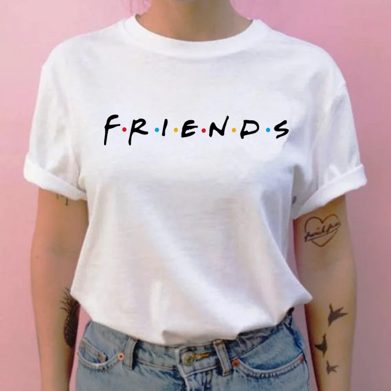 Футболка для ТВ шоу с надписью Friends Женская эстетичная винтажная повседневная