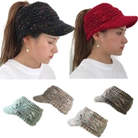 winter beanie for women ponytail hat knit messy bun beanie hats outdoor running visor cap