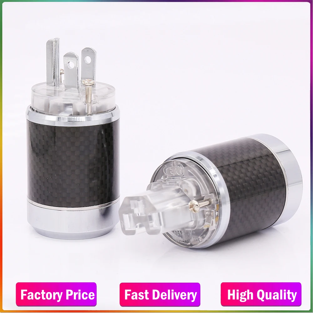 

Pair Carbon fiber Rhodium Plated US AC Power Plug Connector IEC Plug