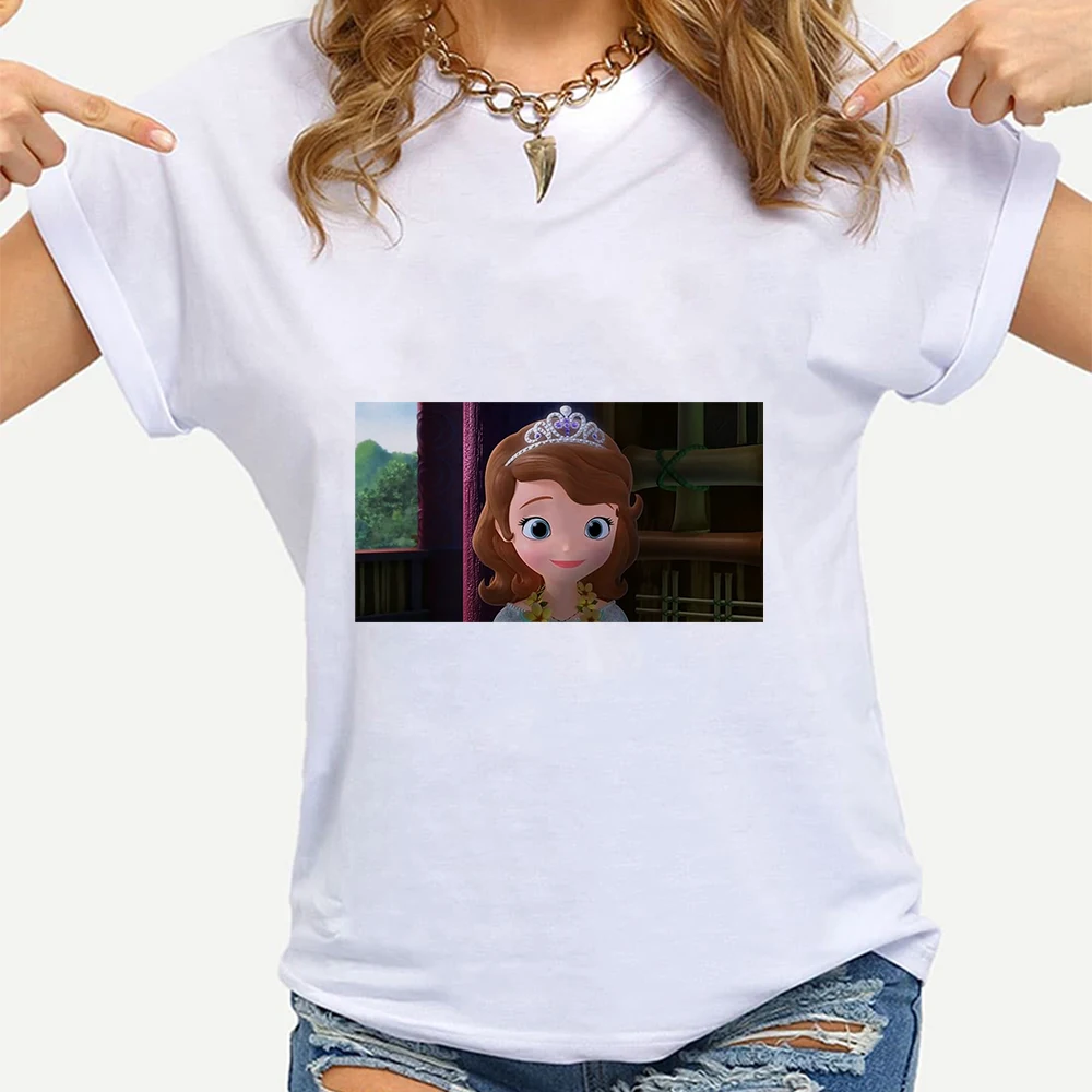 

Disney T Shirt Women Creative Short Sleeve Happy Daily Life Of The Little Princess Printed Shirt Popular Funny Soothing Hipster