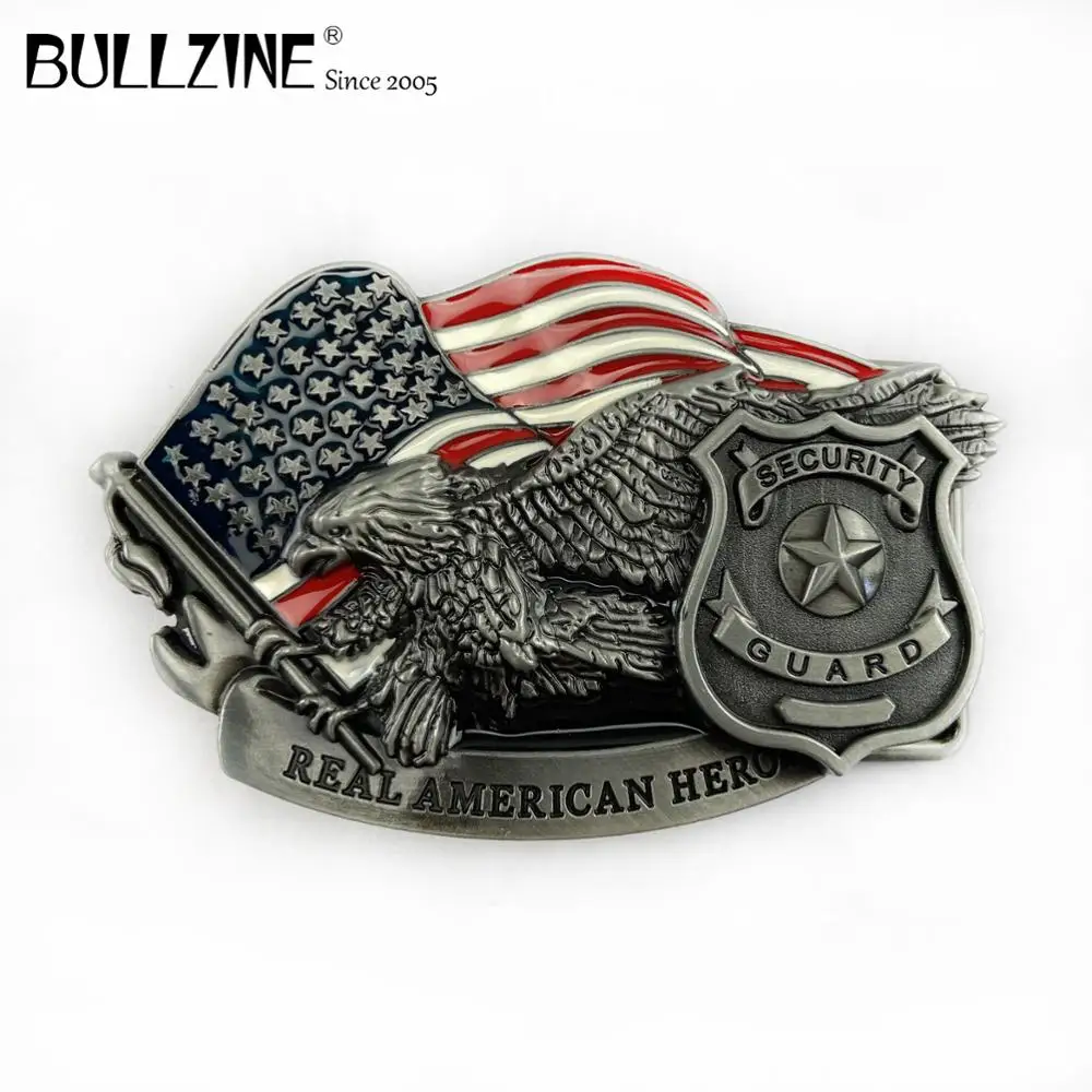 В Bullzine оптом с американским флагом охранника пряжки ремня оловянной отделкой