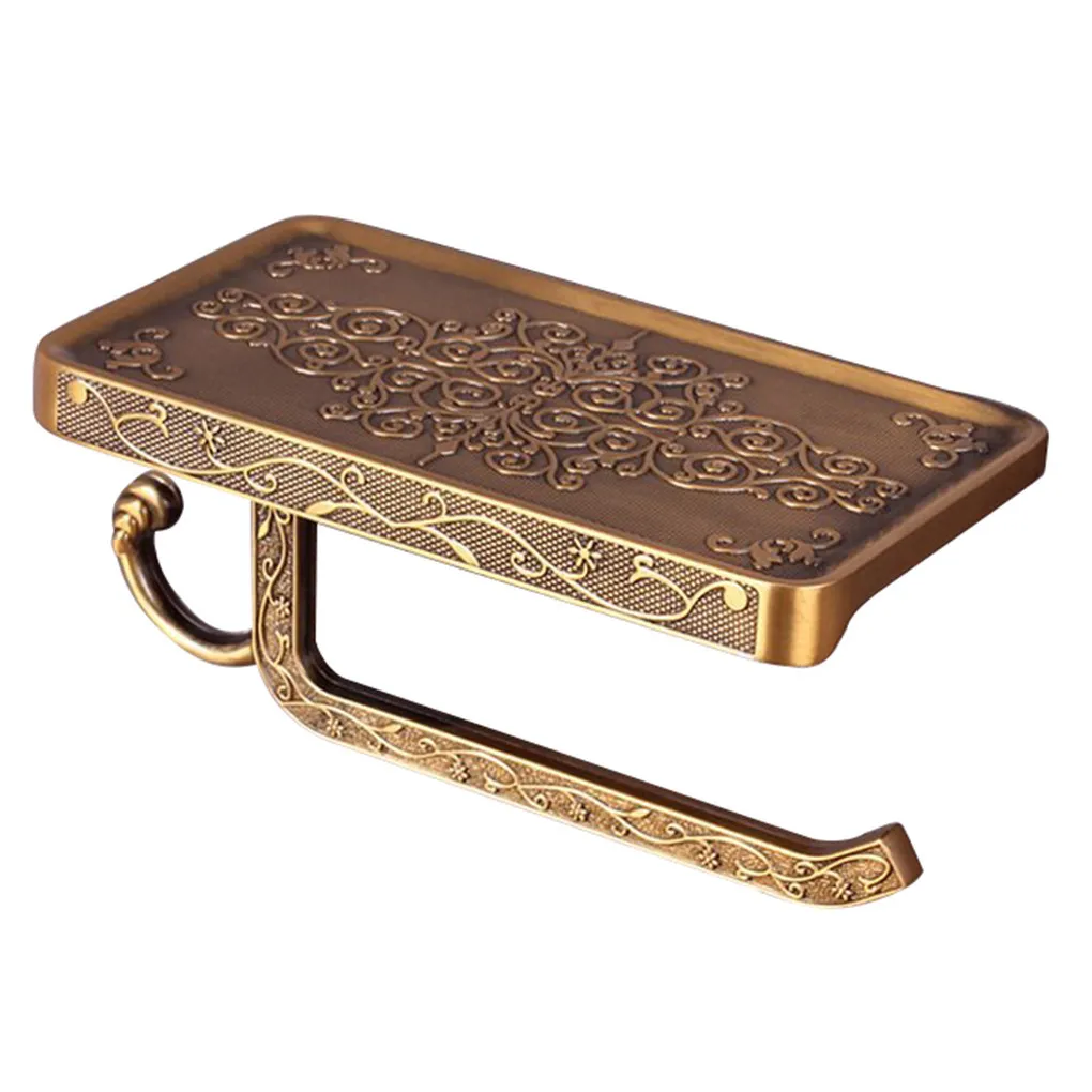 

Toilet Paper Holder Vintage Metal Kitchen Paper Holder Roll Tissue Rack Wall-Mounted Bathroom Toilet Towel Retro Storage Shelf