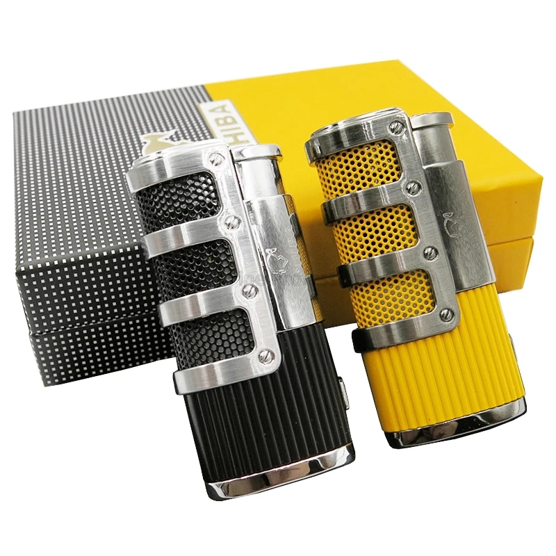 Высококлассная металлическая зажигалка для сигар COHIBA 3 фонарь ела струйное пламя