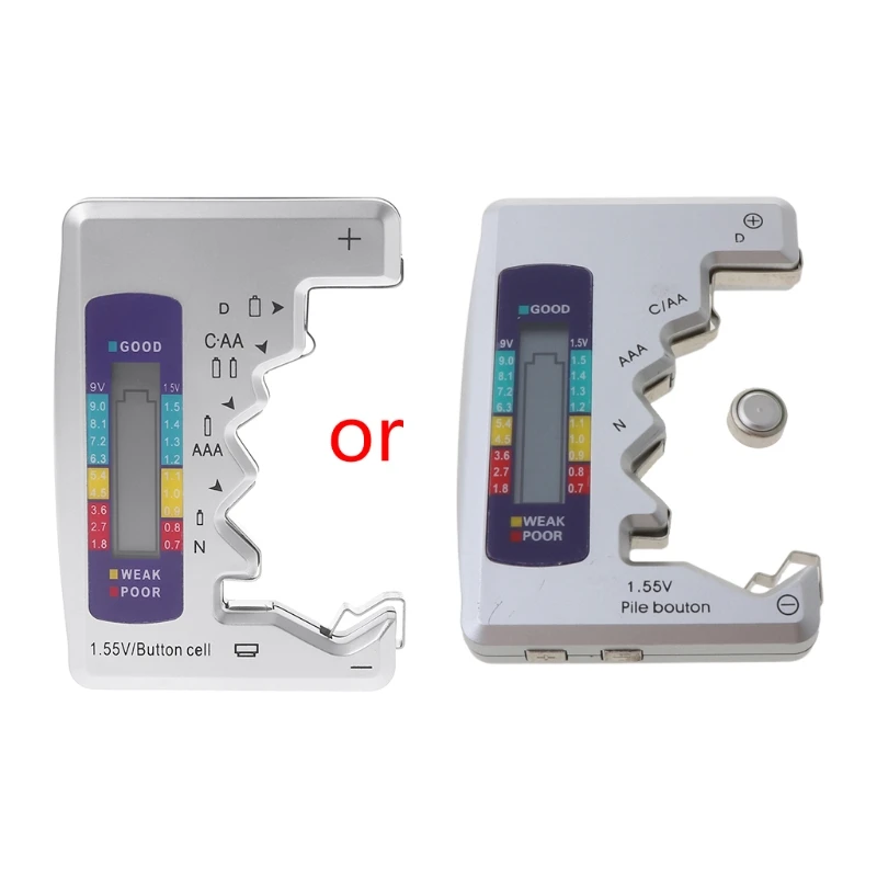 

Digital Battery Tester Battery Capacity Detector For C/D/N/AA/AAA/9V 6F22 Batteries /1.55V button cell