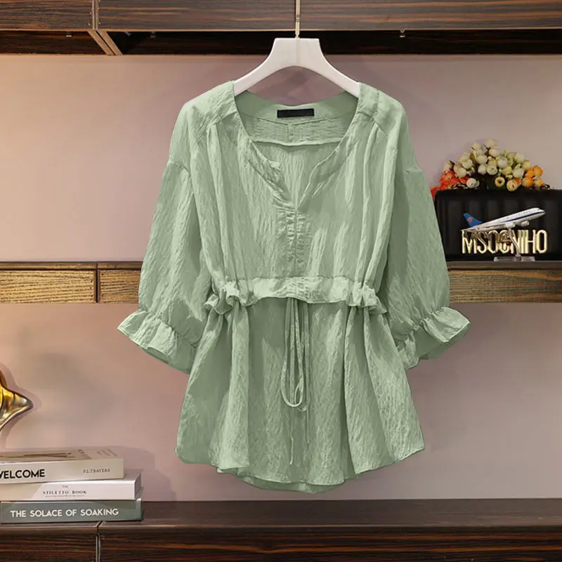 Блузка женская рубашка женский летний свободный топ с v-образным вырезом модная