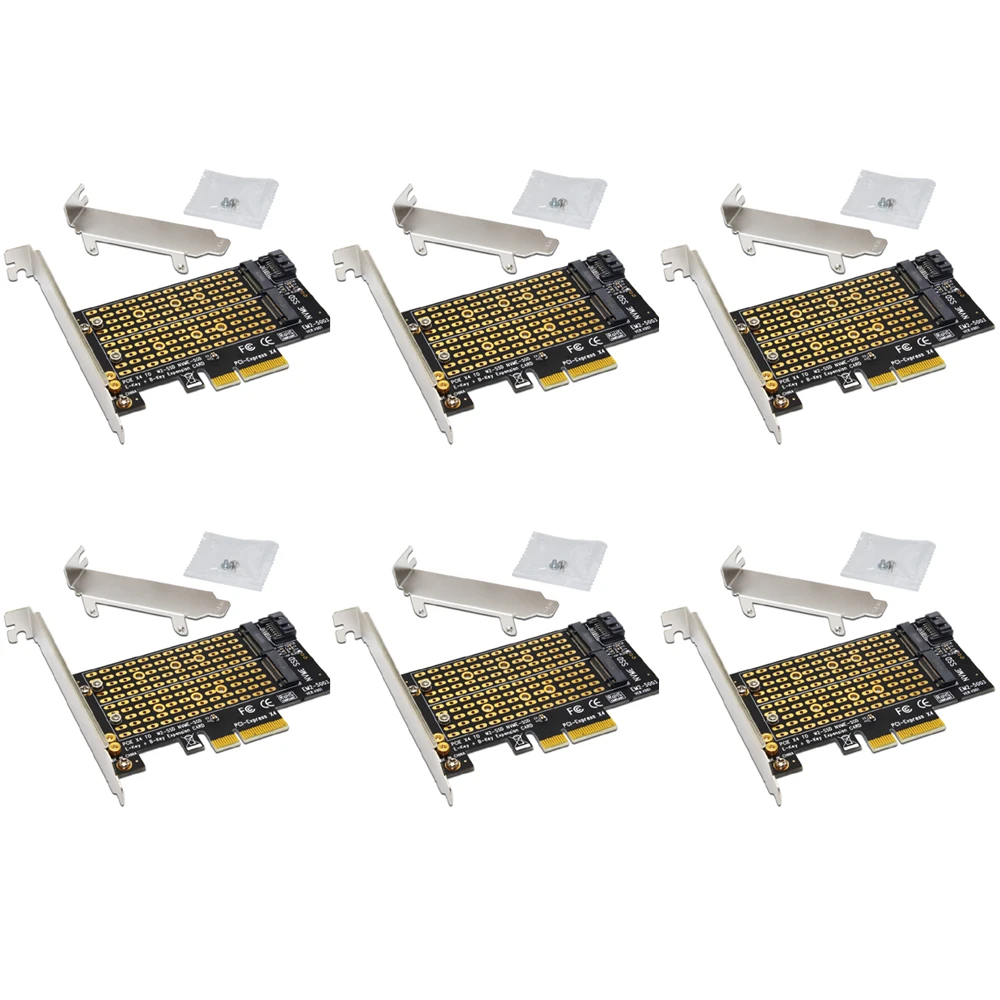 6 шт. переходники PCIE M2 на M.2 SATA SSD + NVME PCIE|Платы расширения| |