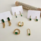 ZHOUYANG зеленые Висячие серьги для женщин не потускнеющие крупные кубинские звенья цепи кольца циркон золотой цвет ювелирные изделия для девочек-подростков KBE107