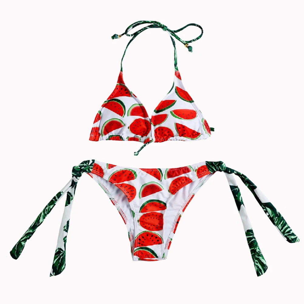 

Sexy String Bikini bikini 2020 Watermelon Print Swimwear Female Bathers Bathing Suit Beach Thong Swimsuit Maillot De Bain Femm
