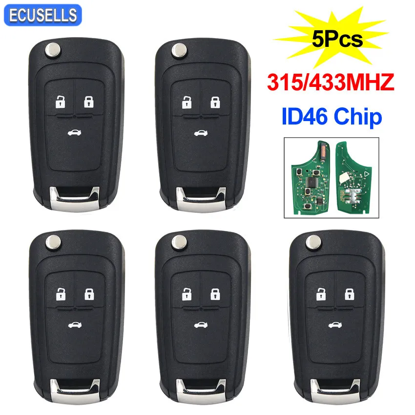 5 шт./лот 3 кнопки Складной флип-пульт умный Автомобильный ключ ID46 чип 315 МГц или 433
