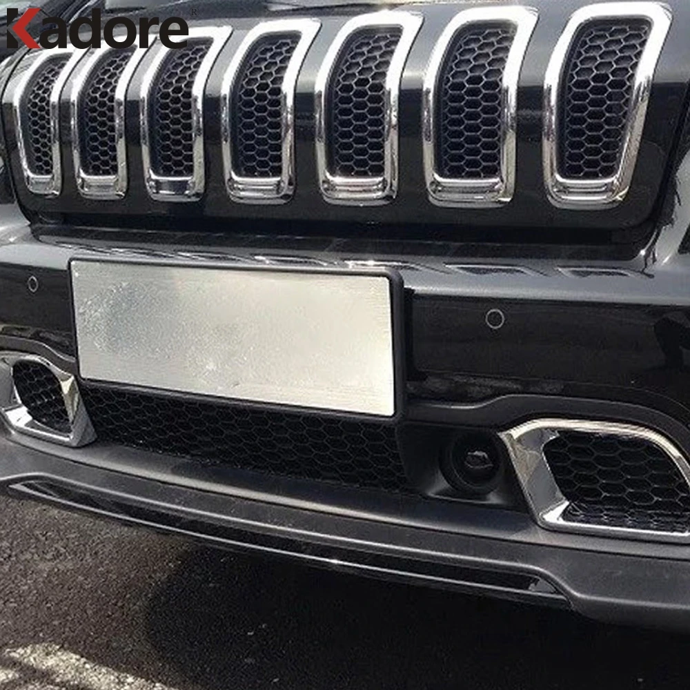 Передняя вставка для Jeep Cherokee 2014 2015 2016 ABS Chrome накладка на решетку кузова автомобиля