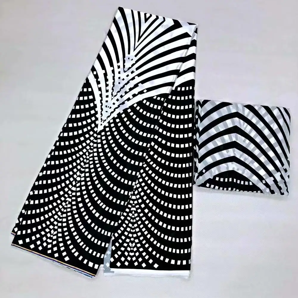 

african wax pattern print satin silk stretch fabric for dress creative Digital print wax satin silk fabric 4 yards +2yard m0022