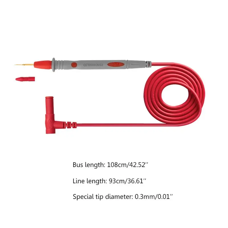 

PT1032 1000V 20A Test Lead Probe Silicon Wire Pen Cable with Crocodile Clip Thin Tip Needle Multimeter Test Pen