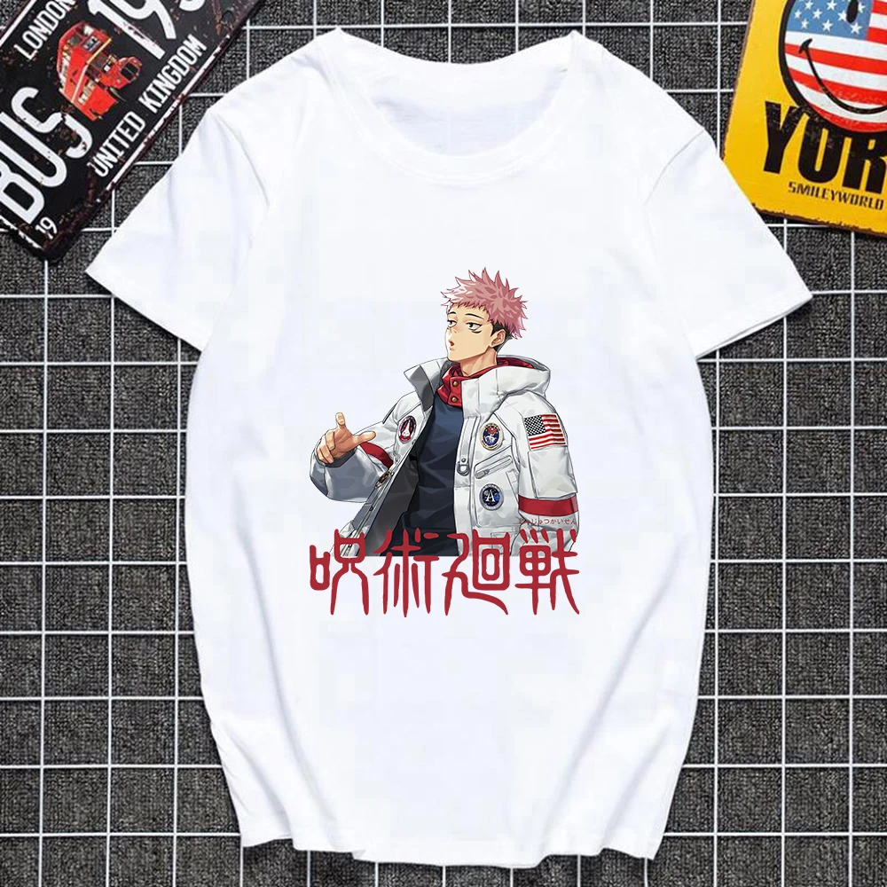 

Jujutsu Kaisen Men's Tshirt Itadori Yuji Printed Unisex Short Sleeve T Shirt Cool Cartoon Anime Casual T-shirt Male Harajuku Top