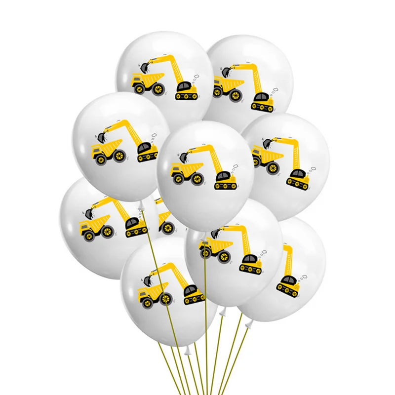 

6/10Pcs Excavator Patterned Balloons 12 Inch Confetti Latex Balloon For Kids Engineering Vehicle Theme Birthday Party Decoration