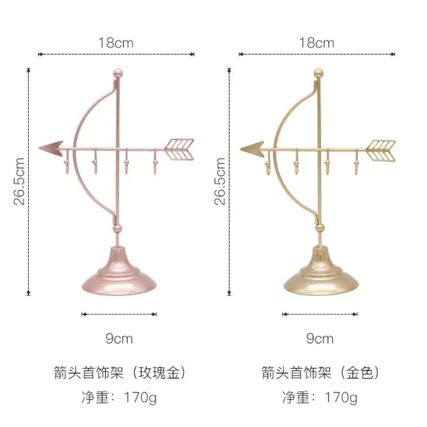 

Portable Earring Jewelry Display Rack Metal Stud Necklace Organizer Ornament Cupid Arrow Hanger Showcase Holder Stand