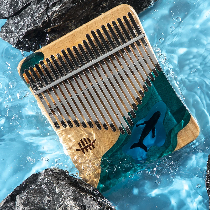 

2021 21 Key Thumb Piano Solid Beech Epoxy Resin Portable Kalimba Mbira Sanza With Tuning Hammer Keyboard Musical Instrument