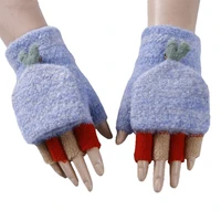 2 pairs winter wool gloves thick warm mittens fashion girls women ladies hand wrist warmer winter solid ladies fingerless gloves