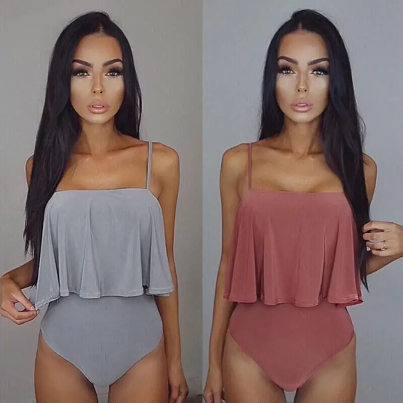 Летний сексуальный женский боди Однотонный купальный костюм без рукавов пляжная