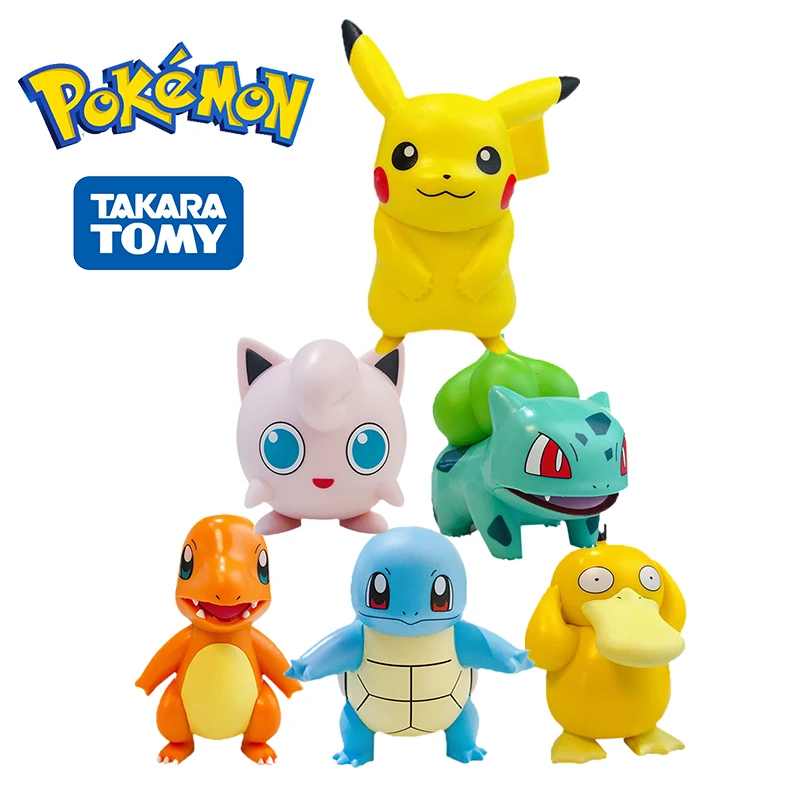 

6 Styles Pokemon Pikachu Charmander Psyduck Squirtle Jigglypuff Bulbasaur Bulbasaur Anime Figures action Toys Model child GIft
