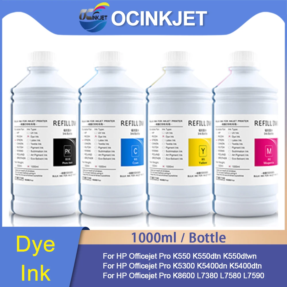 

1000ml Dye Ink For HP H18 H88 For HP Officejet Pro K550 K550dtn K550dtwn K5300 K5400dn K5400dtn K8600 L7380 L7580 L7590