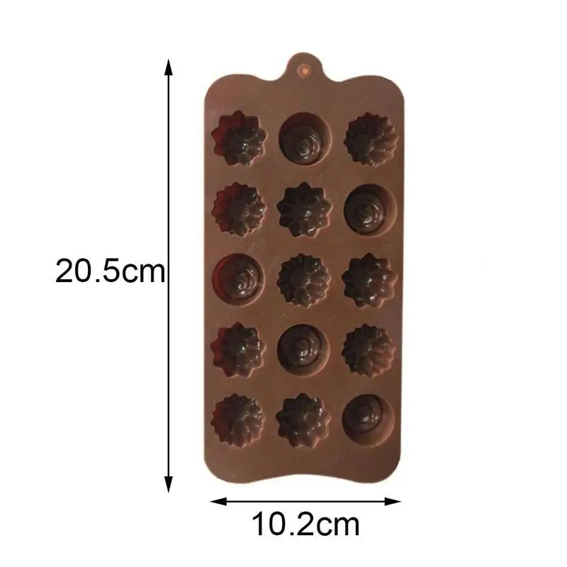 

15 Grid Three-dimensional Flower Chocolate Mold Diy Material Mold Silicone 10.2cm Handmade * Baking 20.5 Mold Ice Tray P0G2