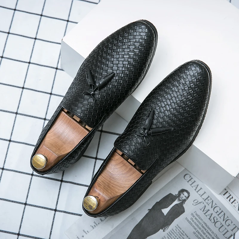 

New Men Loafers Leather Formal Shoes Elegant Dress Shoe Simple Slip on Man Casual Footwear Hip Hop Lightweight Club Shoes Flats