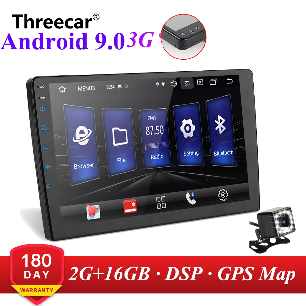 Android 9 gps навигация Авторадио 2+ 16 Гб мультимедийный плеер Bluetooth DSP FM AM 3g wifi OBD2 Универсальный 2Din автомобильный Радио для ford