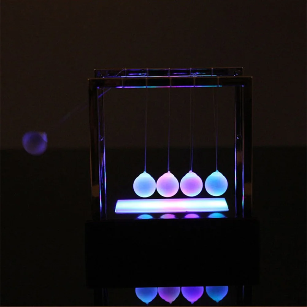 

Newton Cradle Desk Table Ornaments Metal Pendulum Ball Physics Science Pendulum Steel Balance Ball Base Switch Control Decor